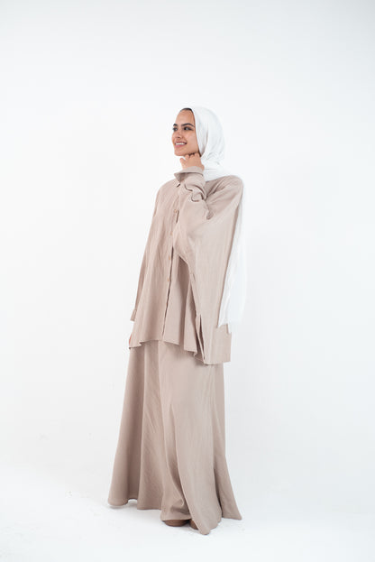 FLARE & FLOW LINEN SET - Beige