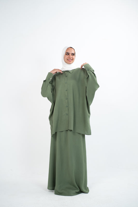 FLARE & FLOW LINEN SET - Olive