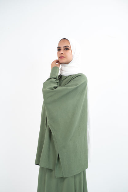 FLARE & FLOW LINEN SET - Olive
