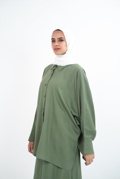 FLARE & FLOW LINEN SET - Olive