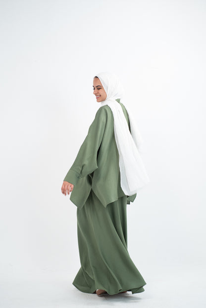 FLARE & FLOW LINEN SET - Olive