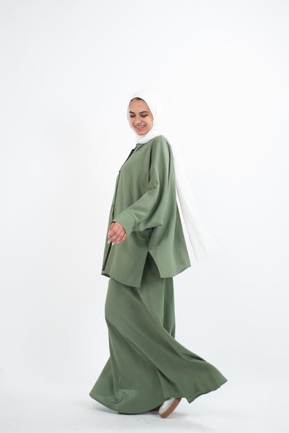 FLARE & FLOW LINEN SET - Olive