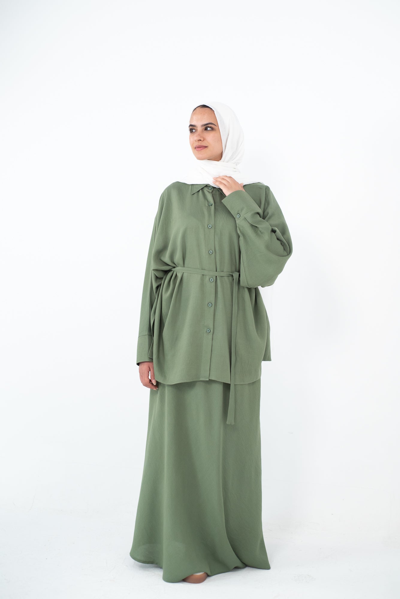 FLARE & FLOW LINEN SET - Olive