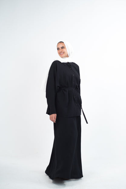 FLARE & FLOW LINEN SET - Black