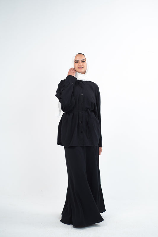 FLARE & FLOW LINEN SET - Black