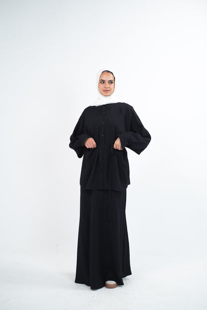 FLARE & FLOW LINEN SET - Black