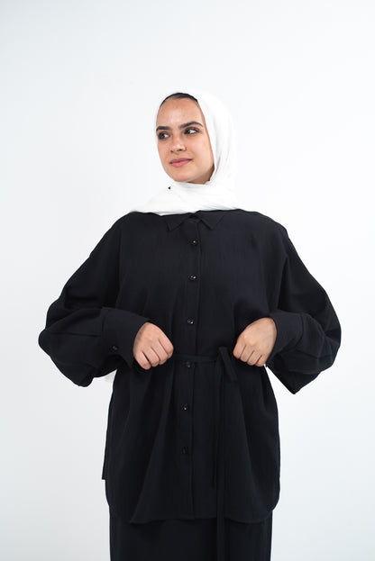 FLARE & FLOW LINEN SET - Black