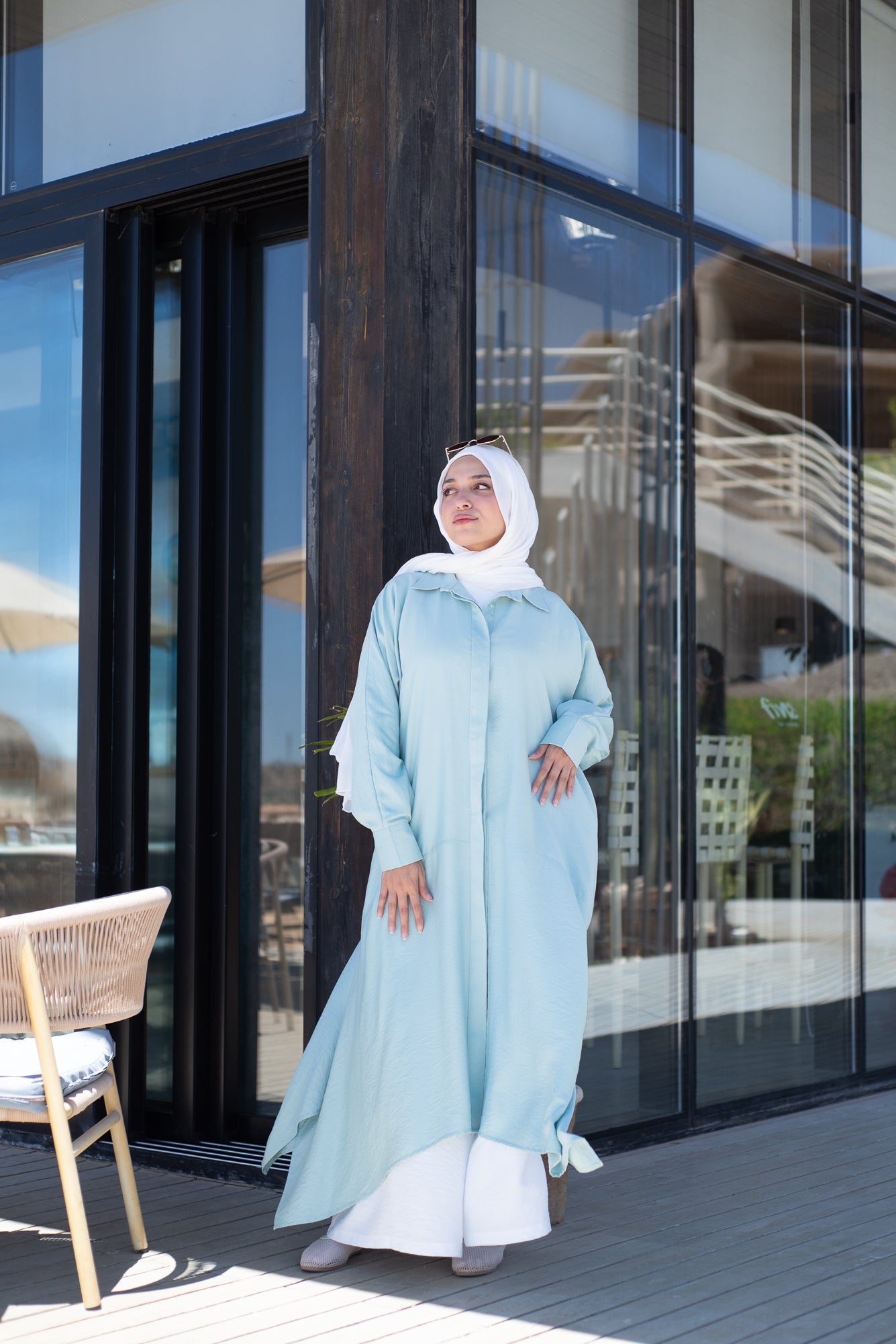 Cloche Shirt Dress- Aqua
