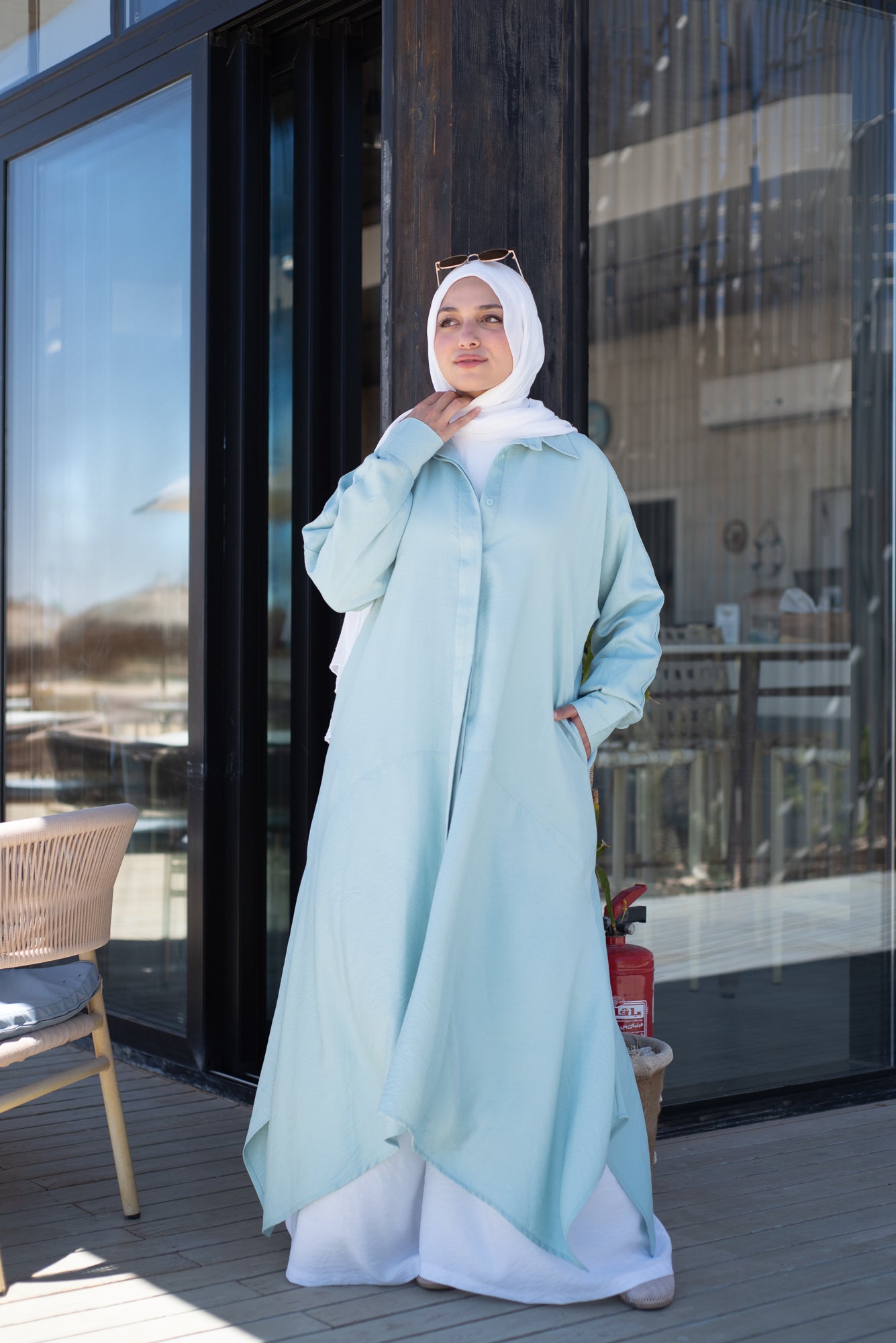 Cloche Shirt Dress- Aqua
