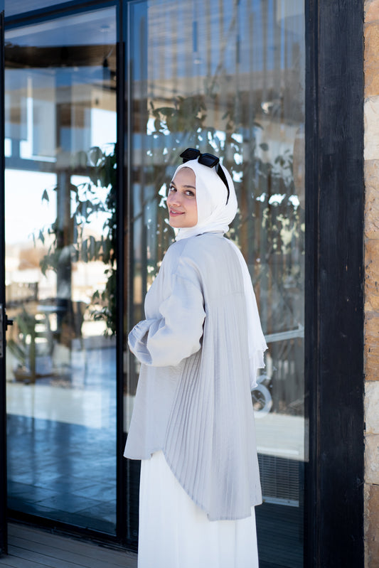 Perfect Pleats Linen Shirt - Silver Grey
