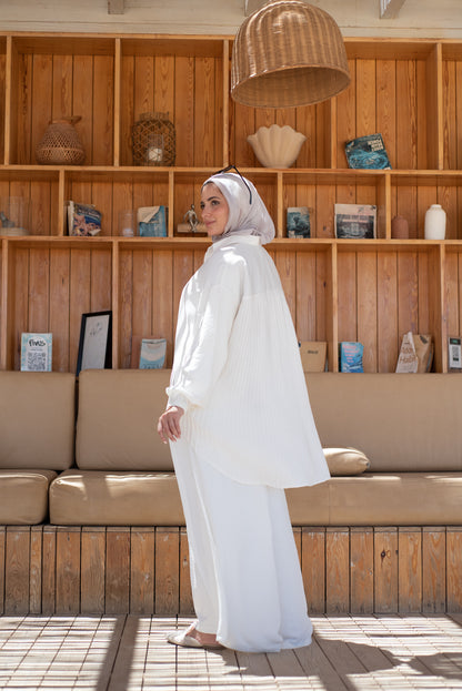 Perfect Pleats Linen Shirt - White