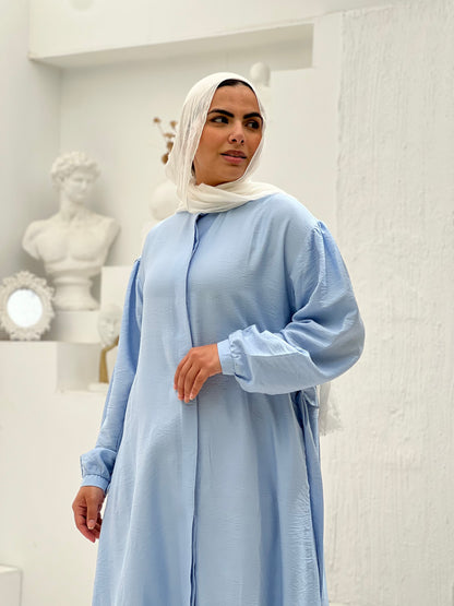 Linen Frills Dress - Light Blue