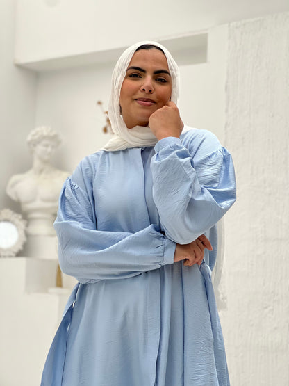 Linen Frills Dress - Light Blue
