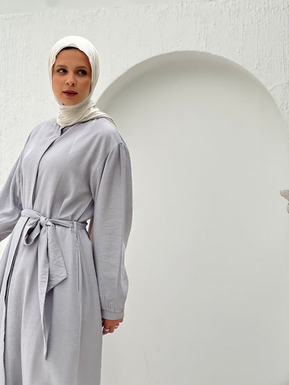 Linen Frills Dress - Grey