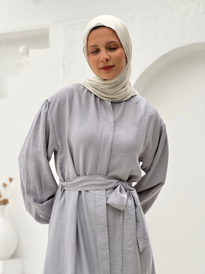 Linen Frills Dress - Grey