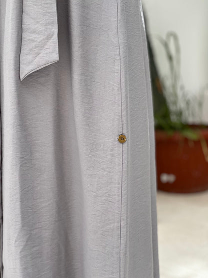 Linen Frills Dress - Grey
