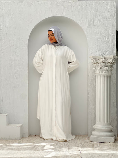 Linen Frills Dress - White