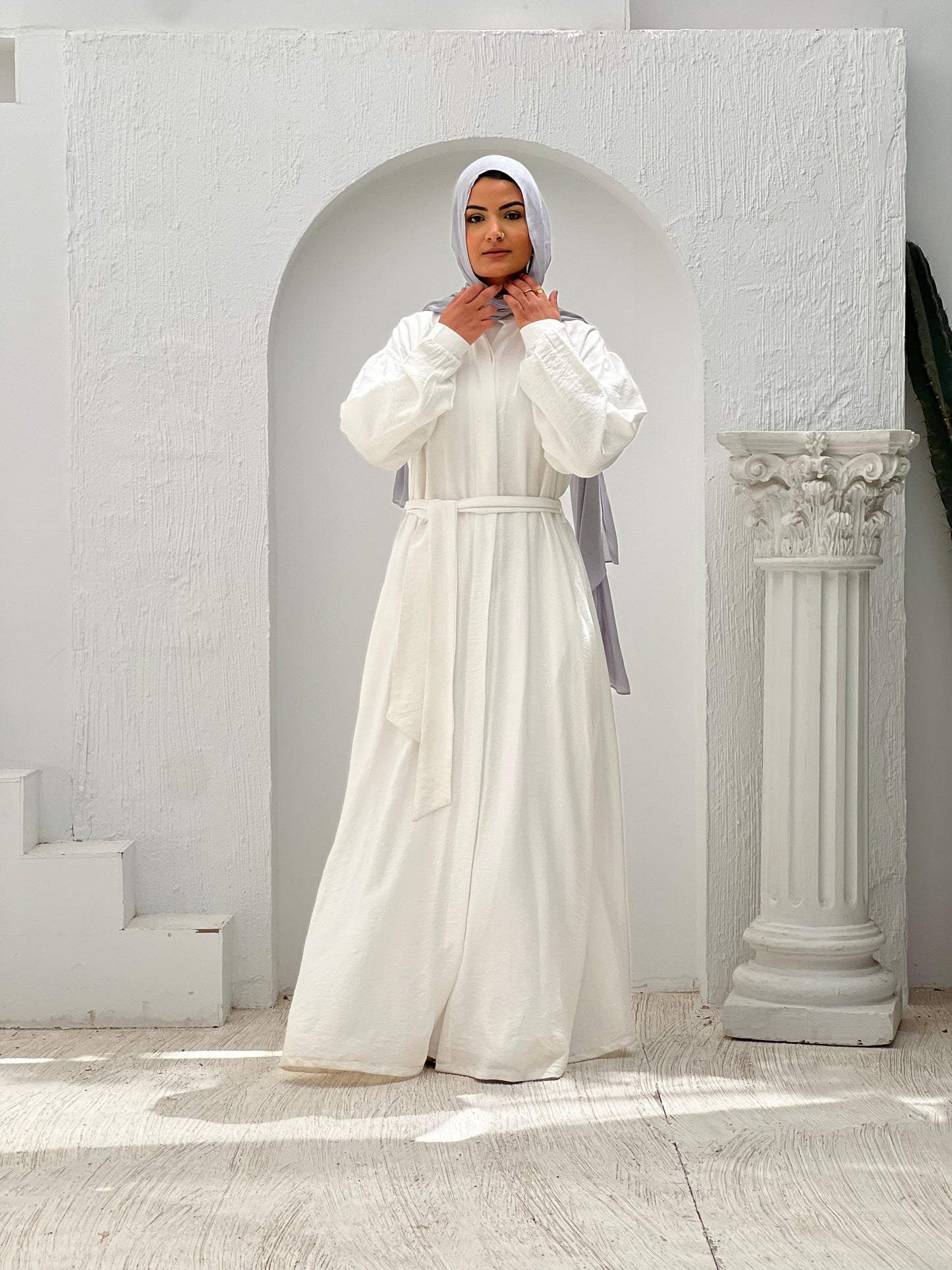 Linen Frills Dress - White