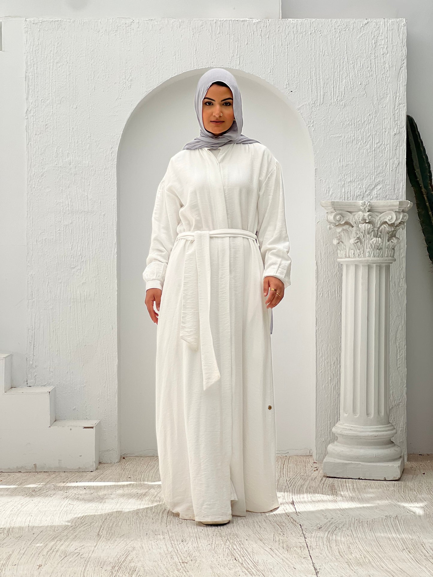 Linen Frills Dress - White