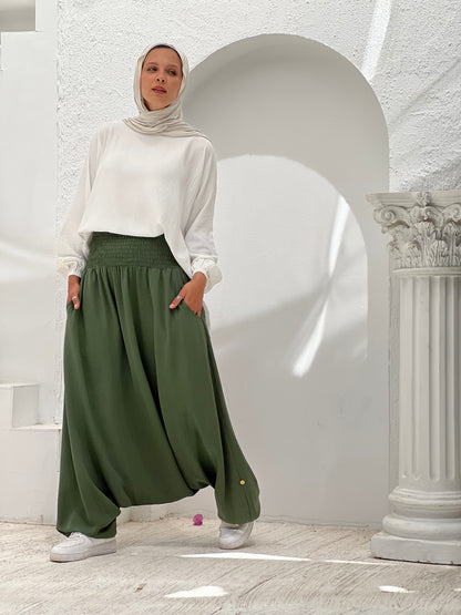 New Harem Pants - Olive Green