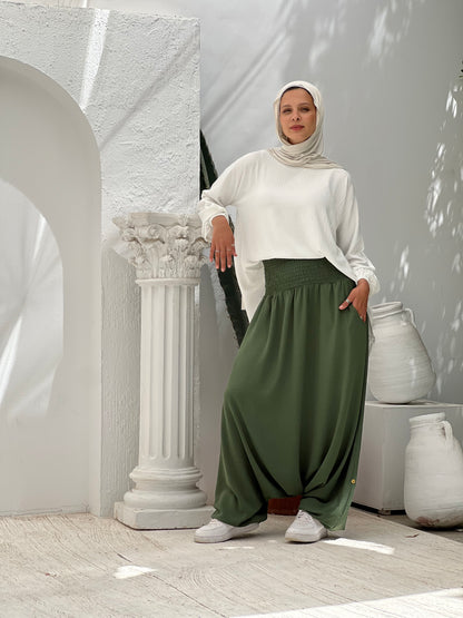New Harem Pants - Olive Green