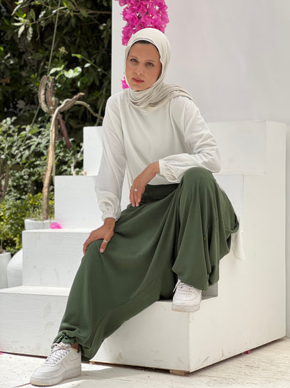 New Harem Pants - Olive Green