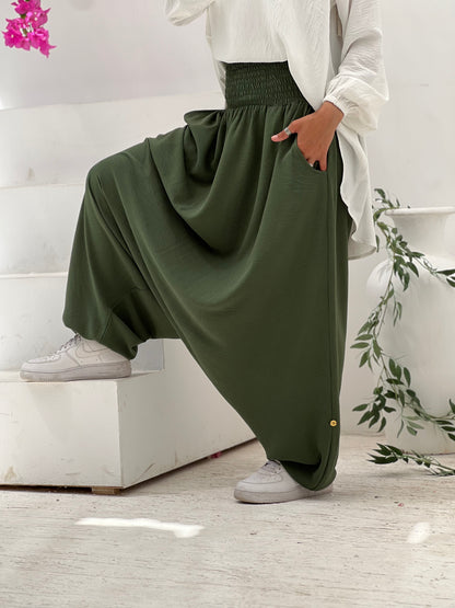 New Harem Pants - Olive Green