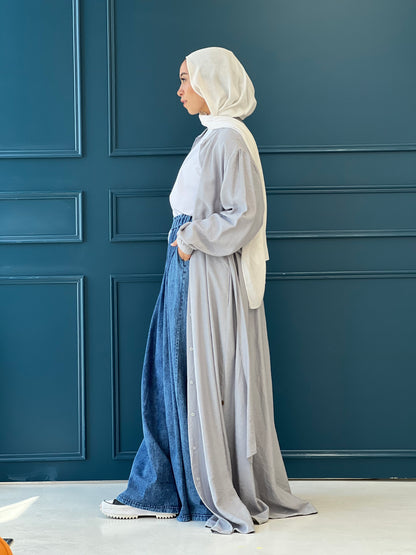 Linen Frills Dress - Grey