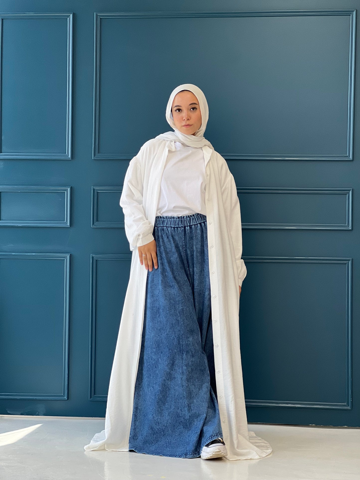 Linen Frills Dress - White