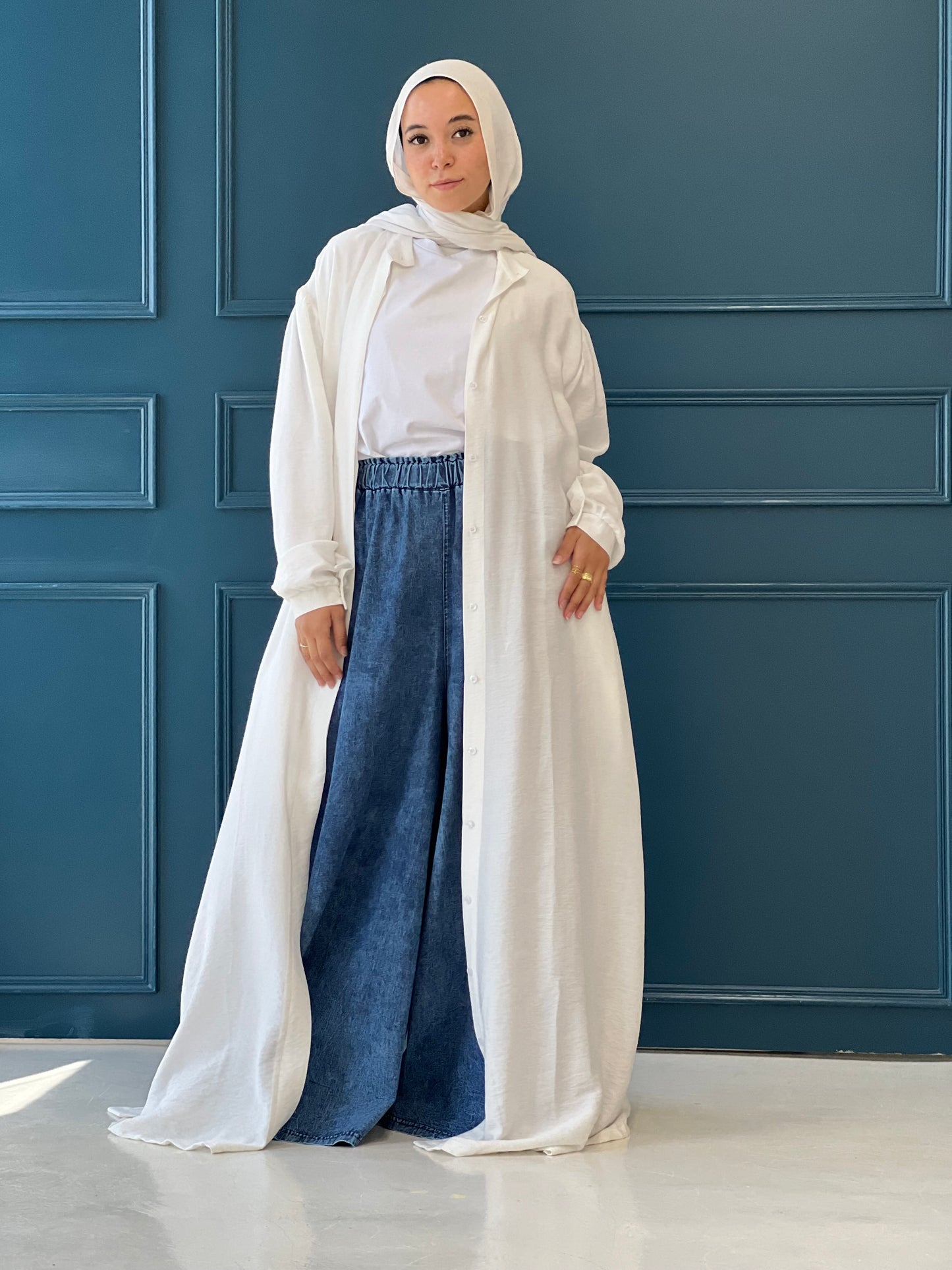 Linen Frills Dress - White