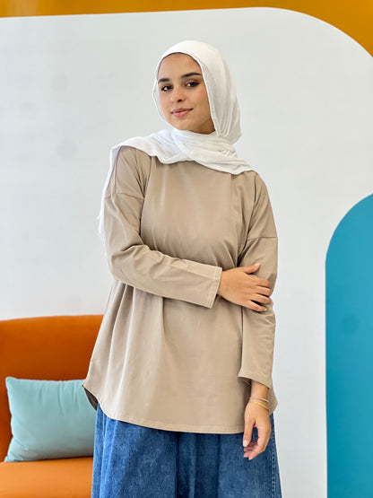 Classic Comfort Cotton Top - Beige