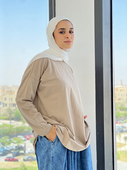 Classic Comfort Cotton Top - Beige