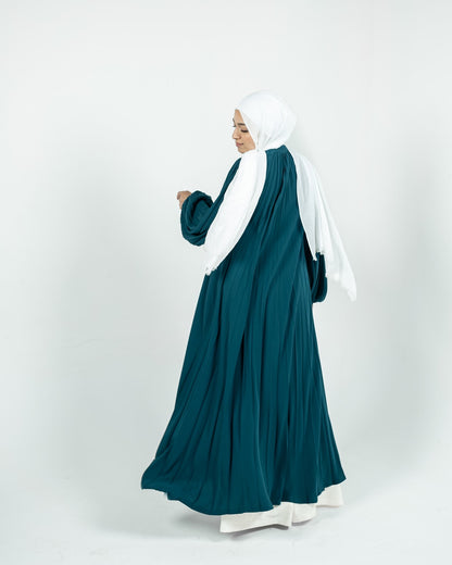 Pleated Abaya Dress - Teal