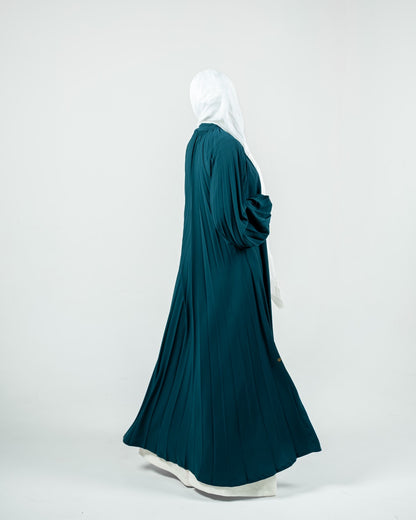 Pleated Abaya Dress - Teal