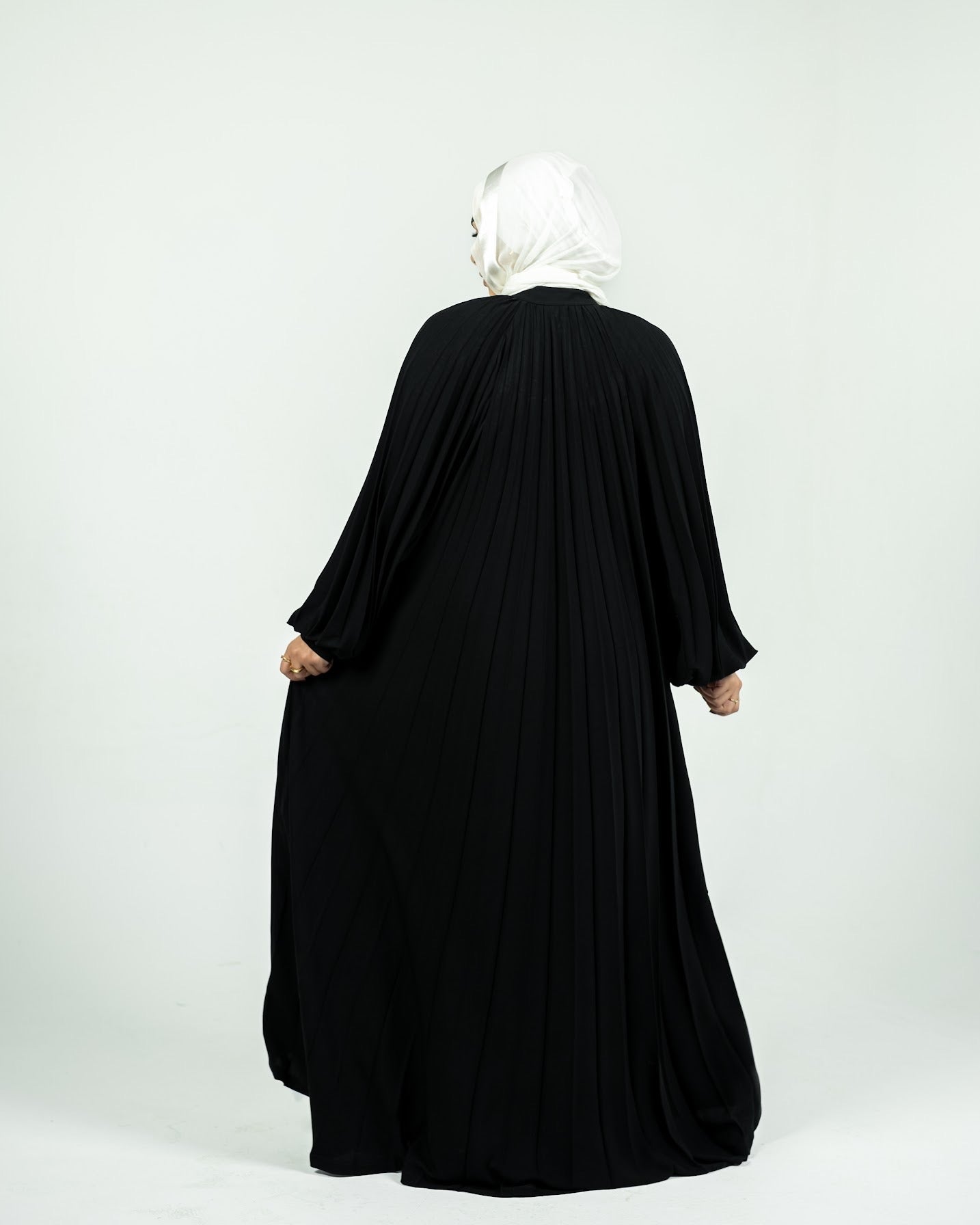 Pleated Abaya Dress - Black