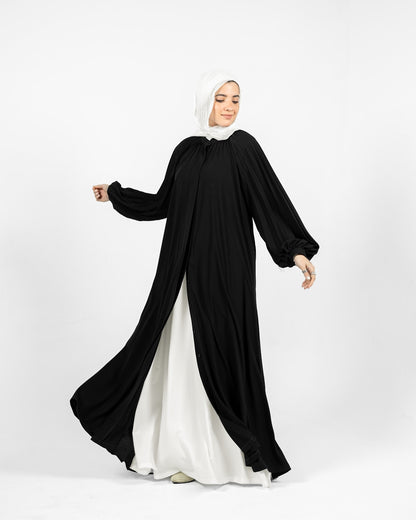 Pleated Abaya Dress - Black