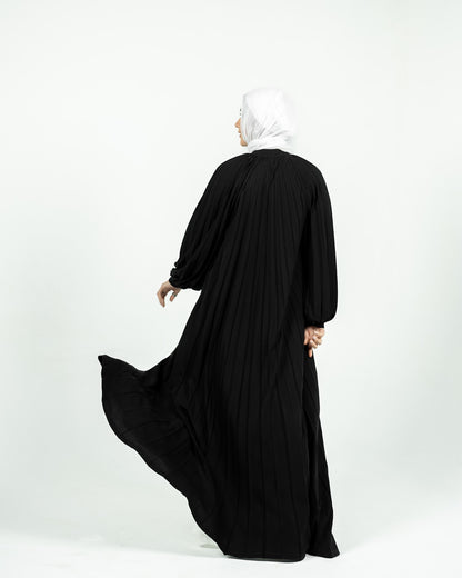 Pleated Abaya Dress - Black