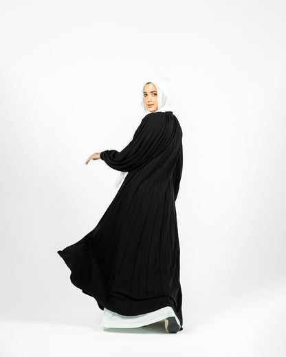 Pleated Abaya Dress - Black