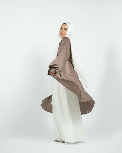 Silk Cardigan - Cafe