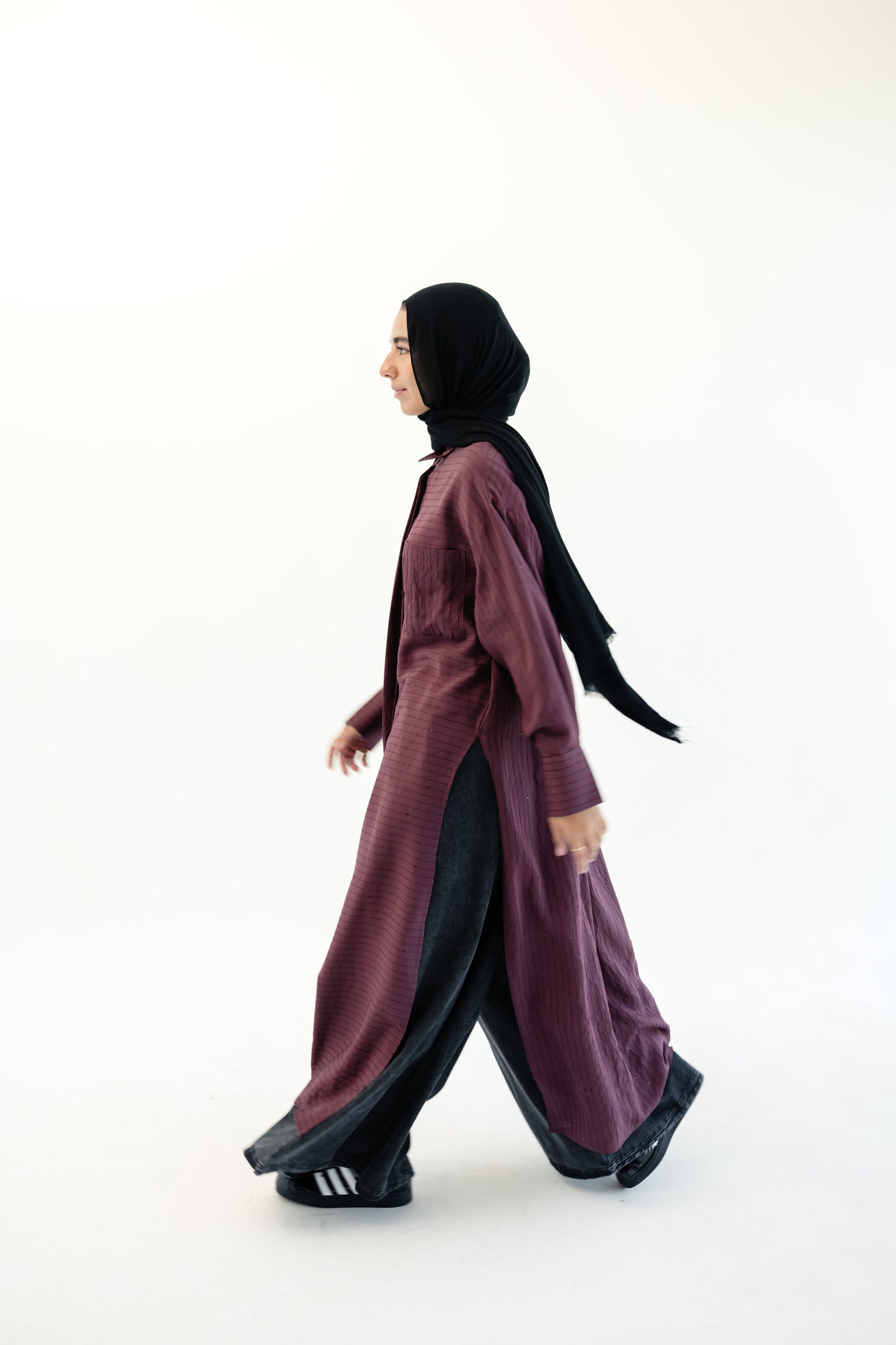 Lustre Lines Long Shirt - Burgundy