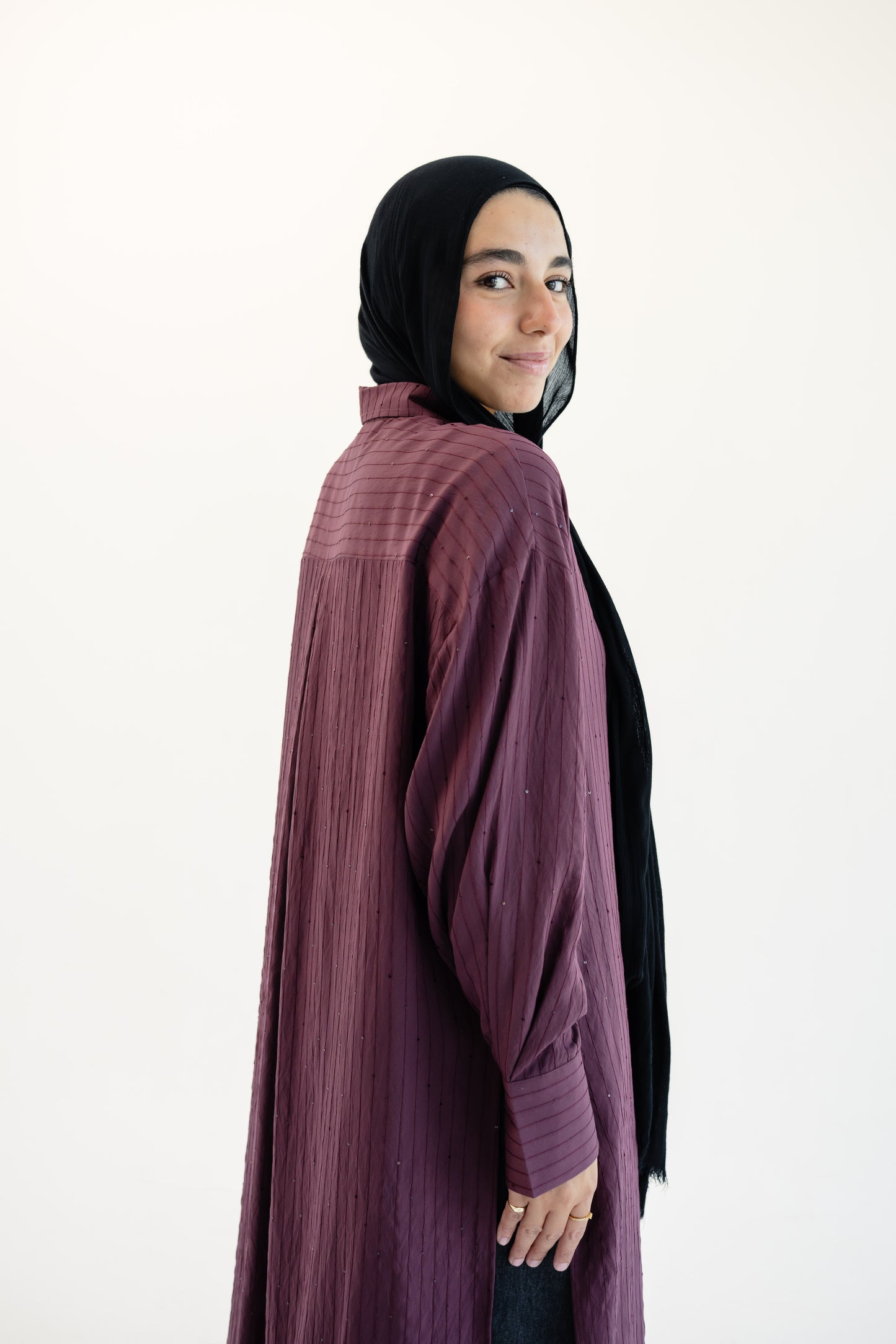 Lustre Lines Long Shirt - Burgundy