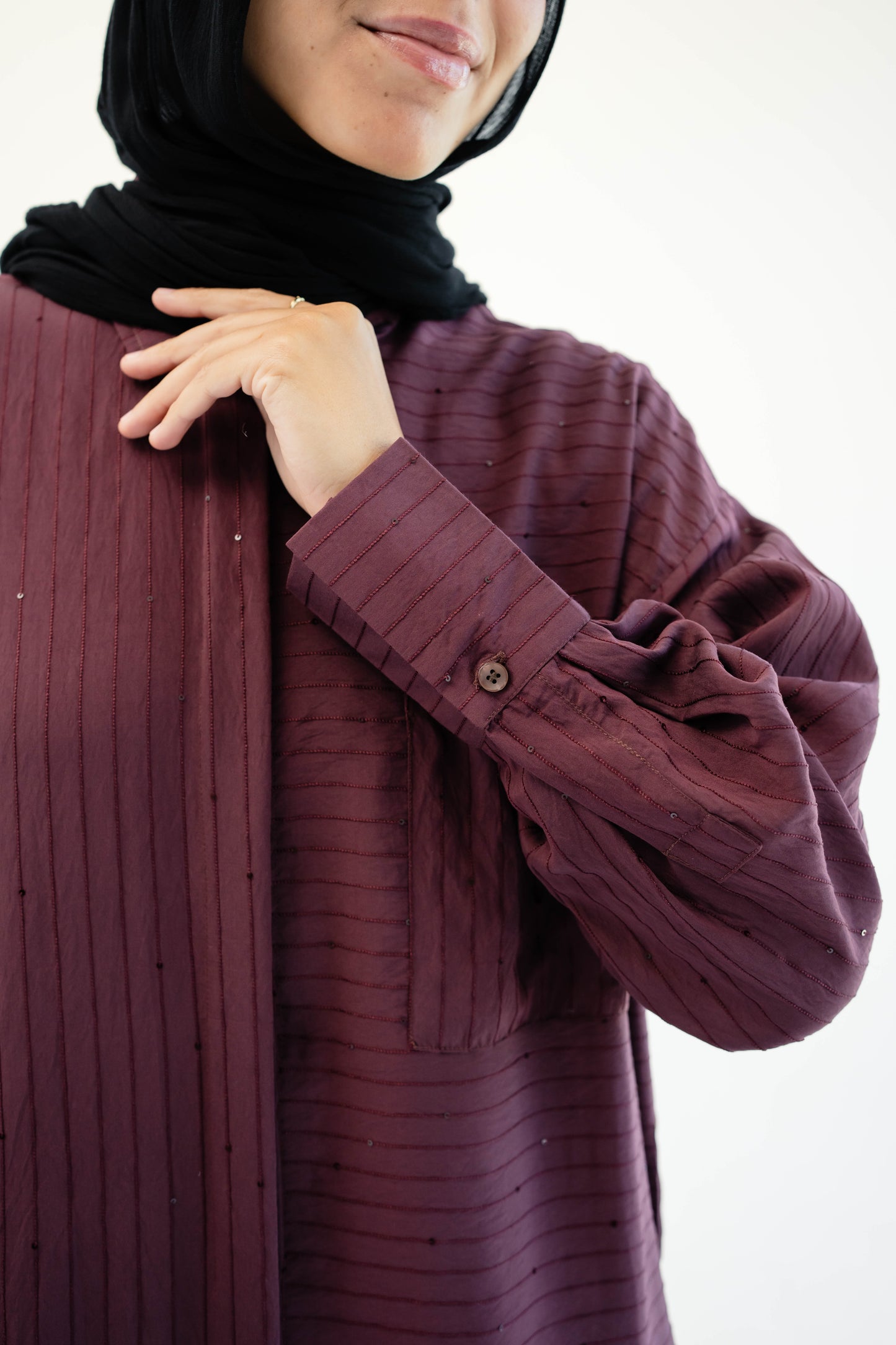 Lustre Lines Long Shirt - Burgundy