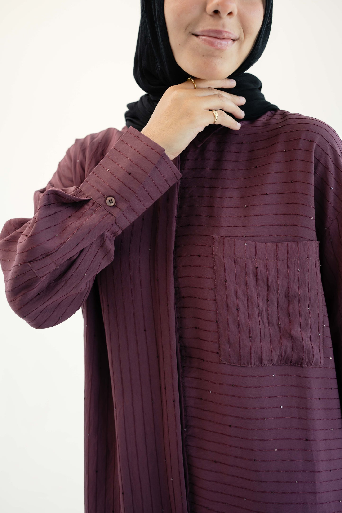 Lustre Lines Long Shirt - Burgundy