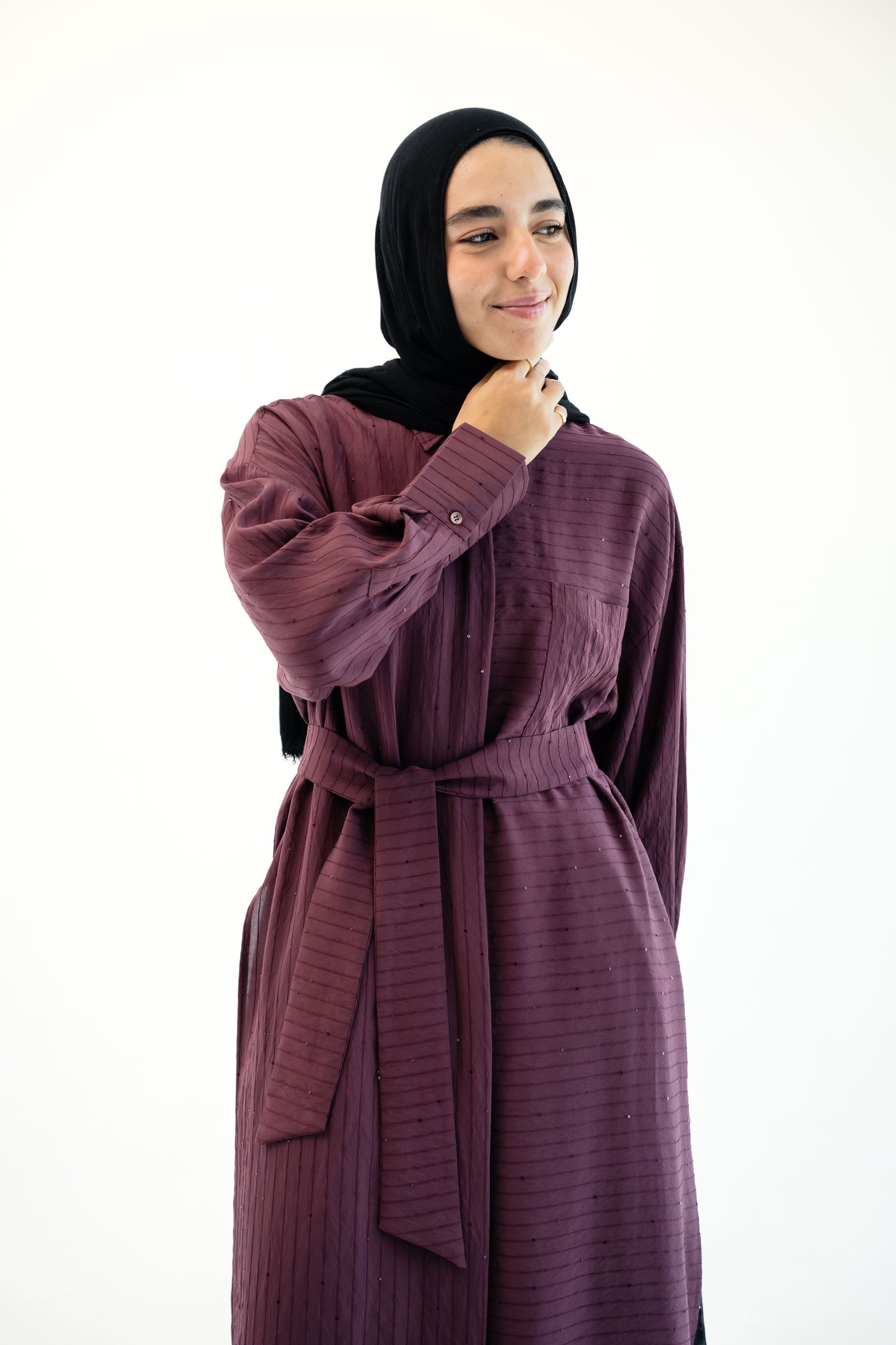 Lustre Lines Long Shirt - Burgundy