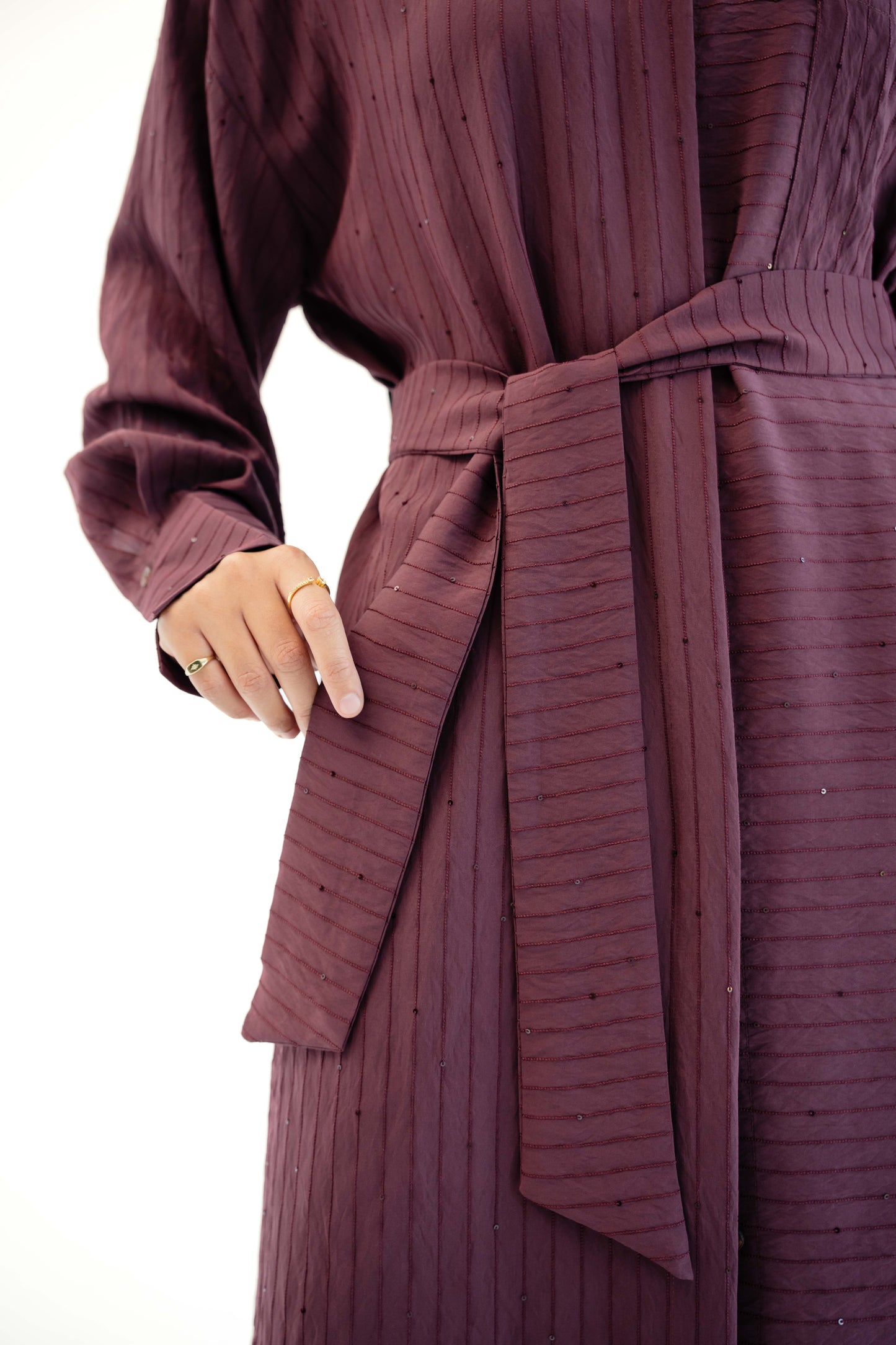 Lustre Lines Long Shirt - Burgundy