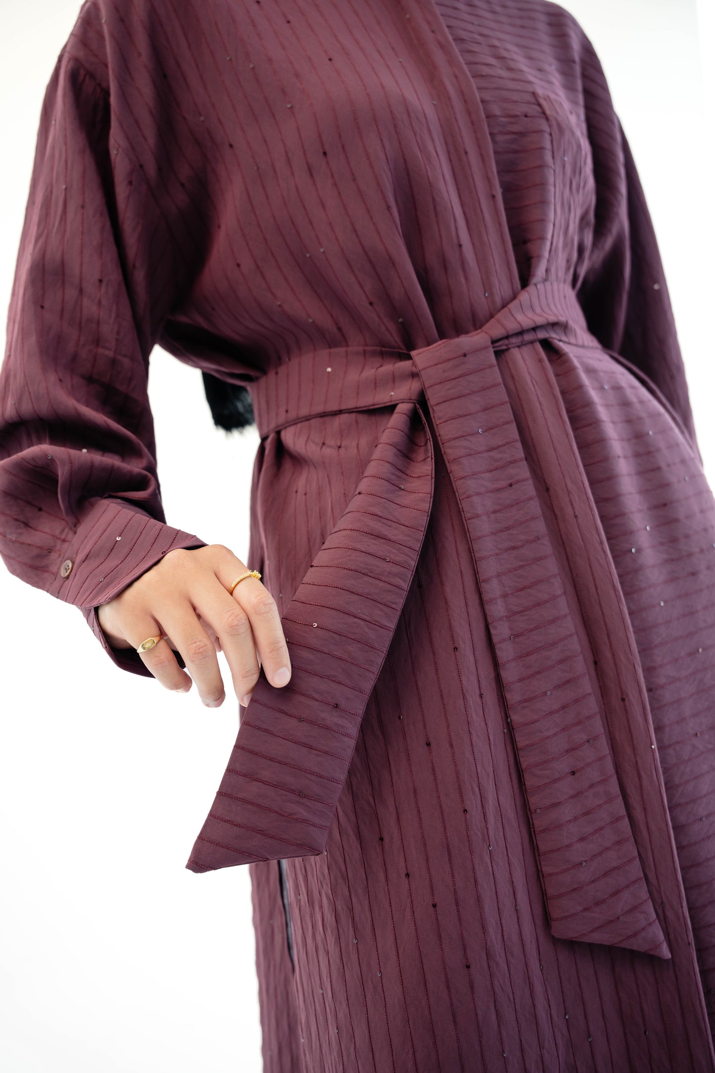 Lustre Lines Long Shirt - Burgundy