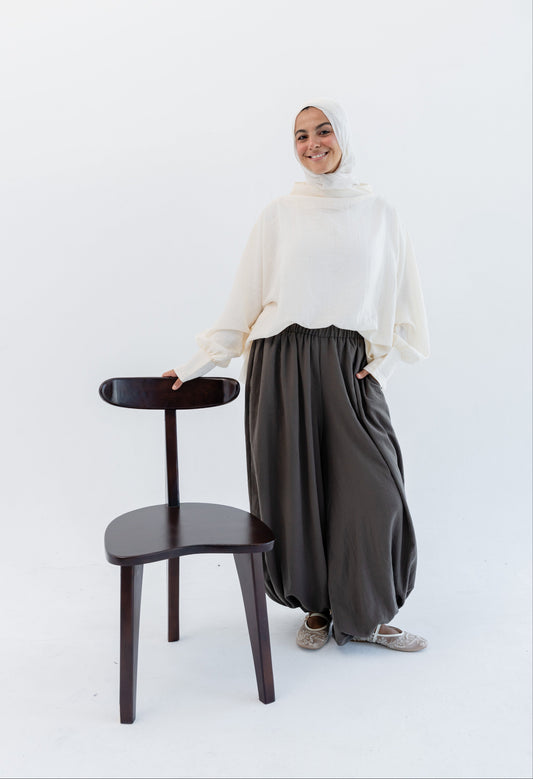 Balloon Linen Pants - Oreo