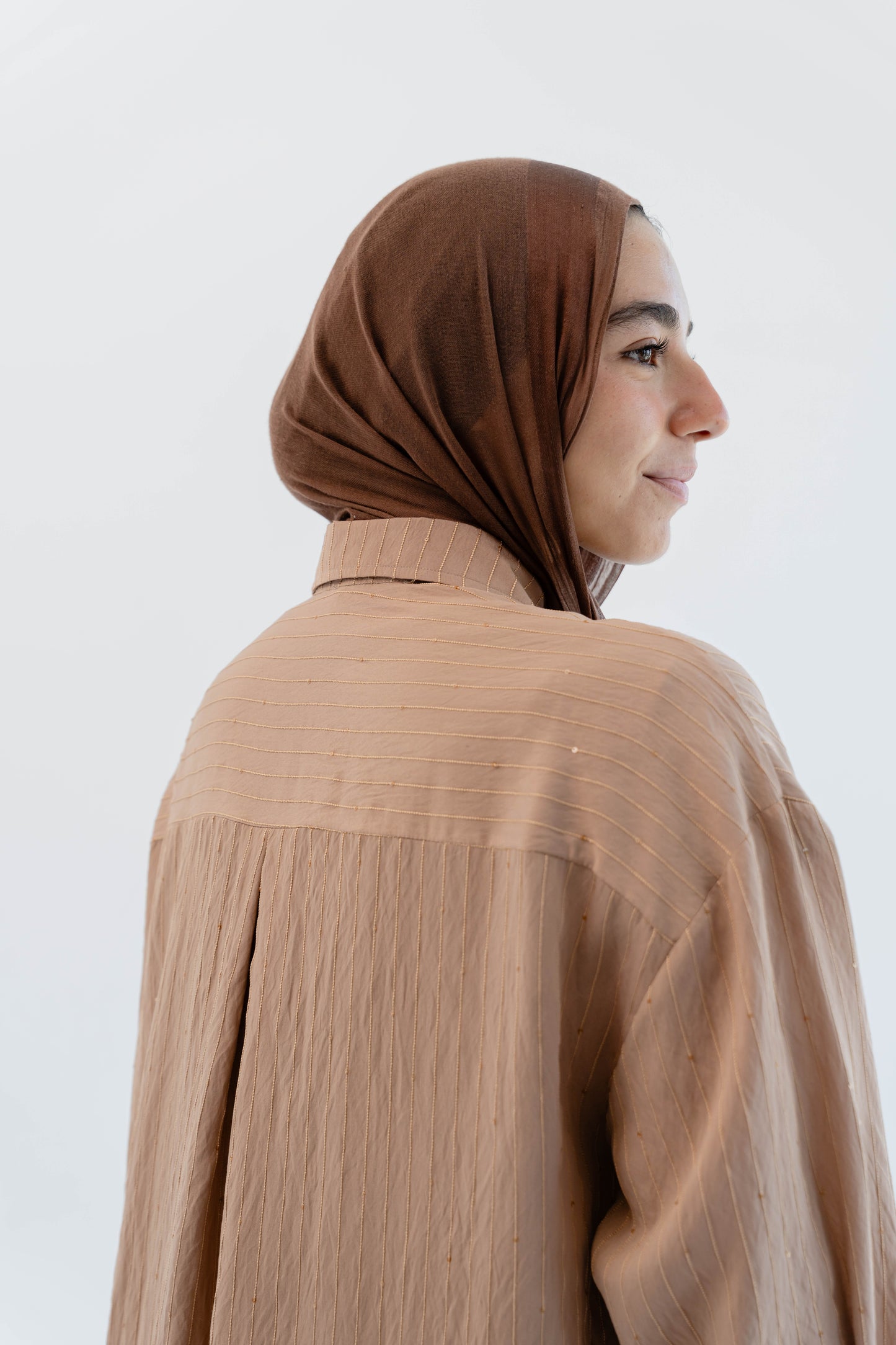 Lustre Lines Long Shirt - Caramel