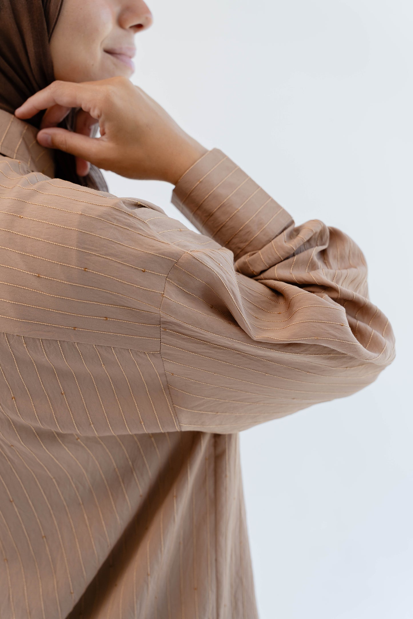 Lustre Lines Long Shirt - Caramel