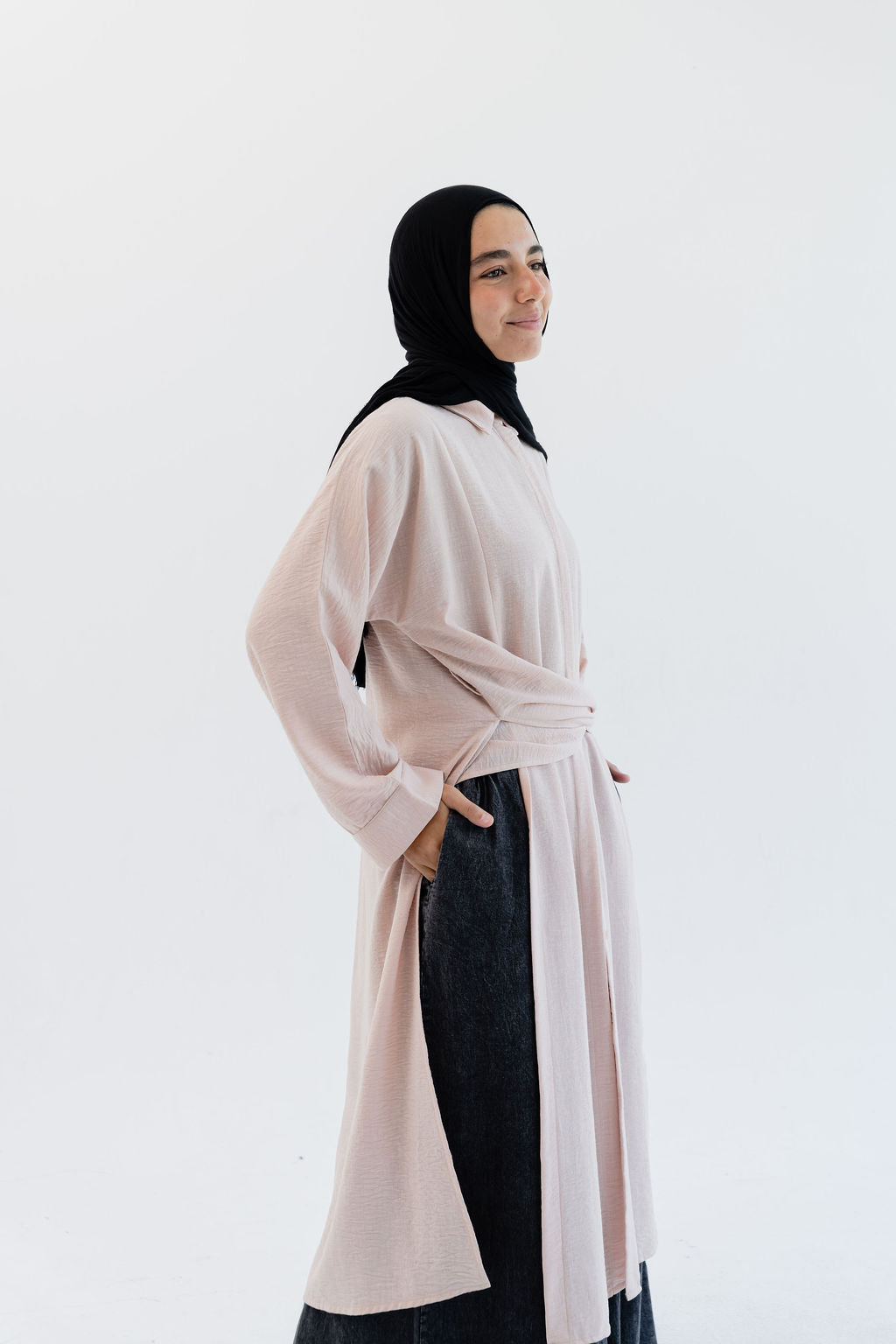 Multi Slits Shirt - Powder Blush